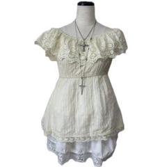 00's fairygrunge 森ガール チュニック ブラウス レース coquette フリル チュニックfairygrunge 森ガール 総レース