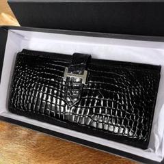 新品 桐箱付 定15万 最高峰 クロコダイル ポロサス 極艶 無双  長財布 黒 極艶 美品 定20万 高級 クロコダイル ポロサス 無双 長財布 小銭