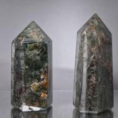 ２個セット　ファントム　ガーデンクォーツ 庭園水晶 フリーフォーム 　六角柱