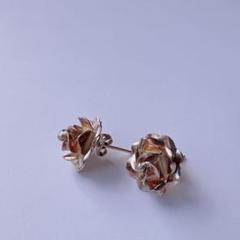 【J108】ヴィンテージ　メキシコシルバー　タスコ　ローズ　薔薇　ピアス