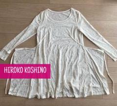 美品【HIROKO KOSHINO】総柄　長袖チュニック　ホワイト系　38のサムネイル
