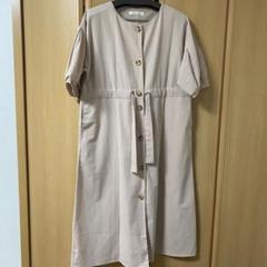 archives ベージュ 半袖 シャツワンピース