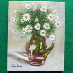 * vintage picture ❀ マーガレットの花 静物画 油絵 油絵 油彩 油彩画 絵 絵画【マーガレットのお花畑】 | HIROSHI1990