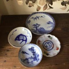美品　陶器　年代物　盛り皿　楕円　染付の山水の絵柄が素敵な　古道具　濃淡が美しい 美品陶器年代物盛り皿楕円染付の山水の絵柄が素敵な古道具濃淡が