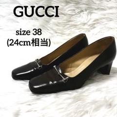 グッチ パンプス ハイヒール ホースビット 24cm相当 茶色