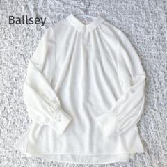 美品Ballseyボールジィ　パールボタン　ジョーゼットブラウス　白ホワイト