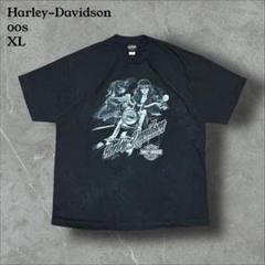 00s ハーレーダビッドソンバイカーTシャツ スカルロゴ 古着 XL