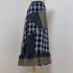betty's blue ロングスカート パッチワーク チェック柄 フリル