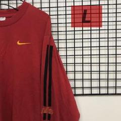 A551 NIKE 長袖　ロンT tee コットン ロゴ　刺繍　L 色褪せ有り