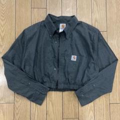 carhartt リメイク クロップド丈 長袖シャツ 古着 グレー Mサイズ