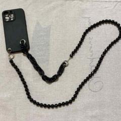 iPhone 13 Pro スマホケース　カバー　黒　ストラップ110cm
