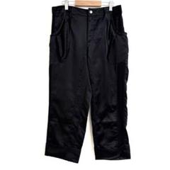トランク　ヒロココシノ【38】クロップド丈パンツ　黒　裾折り返し　薄手