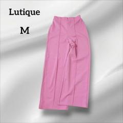 Lupique ピンク ストレッチ　ハイウエスト　ワイドパンツ　きれいめ　M