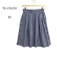 テチチ　美品　膝丈フレアスカート　ギンガムチェック柄　後ろゴム　オフィス　可愛い
