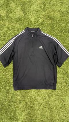 希少☆90s オールドアディダス 刺繍ロゴ ハーフジップ リンガー ポロシャツ アディダス adidas 希少 ヴィンテージ 70s 初期 VENTEX ハーフ