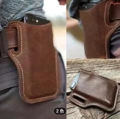 ブラウンレザー スマホショルダーバッグ合成皮革