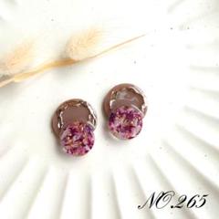 NO.265 ハンドメイド ピアス イヤリング お花 レジン 大ぶり ピンク