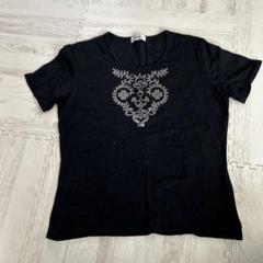 お値下げしました♡ビーズ装飾 濃紺 半袖Tシャツ フリルデザイン 1_3d17980505be37ea0ae6be2193d1