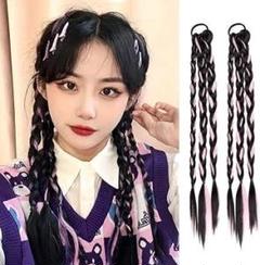エクステ　ヘアエクステ　ピンク　三つ編み　編み込み　ツインテール　付け毛