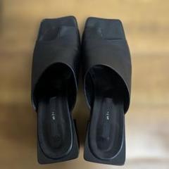 P h7➕　ブラックレザー ミュール オープントゥ