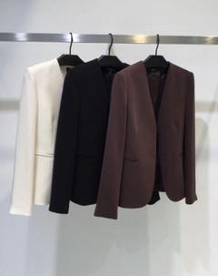 Theory 20AW　ノーカラージャケット　00　定価5万　トリアセテート Theory - ノーカラージャケット(ネイビー)トリアセテート / 総裏