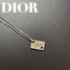 ディオール　ネックレス　シルバー　ハート　ラインストーン　プレート