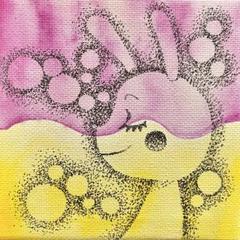 夢うさぎのまどろみ 〜手描きミニ点描画とイーゼルセット〜