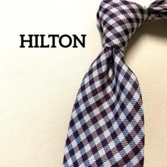 ヒルトン　HILTON ネクタイ　チェック　ブラウン系　シンプルのサムネイル