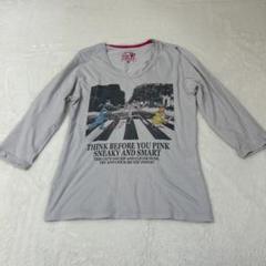 ピンクパンサー　プリント　tシャツ 七分丈シャツ　Lサイズ