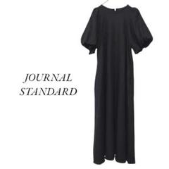 JOURNAL STANDARD　リネンパフスリーブリネンマキシワンピース　黒