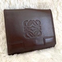 ✨未使用に近い✨LOEWE ミニ財布アナグラムアマソナ三つ折りリネン