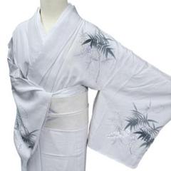 A74愛華 夏着物 絽 一ッ紋訪問着白董色 辻ヶ花模様 バチ襟正絹