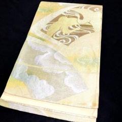 【リメイク】袋帯 正絹 地紙文 流水 鶴 雲