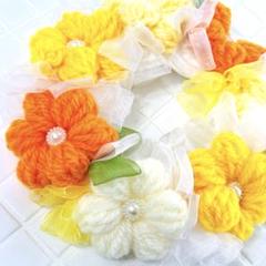 お花のリース ハマナカ毛糸 イエロー ハンドメイド インテリア雑貨