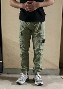 ストーンアイランド　stone island カーゴパンツ　カーキ　リブ付き