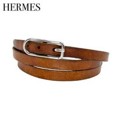 HERMES 3連 ブレスレット アピ1 レザー チョーカーブラウン