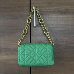 1度使用美品【ZARA】チェーンハンドバッグ グリーン