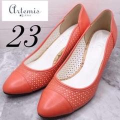 ✨極美品✨DIANA ダイアナ パンプス フラット　エナメル　リボン　23.5㎝ DIANA ダイアナ つま先グリッターリボンフラットパンプス
