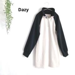 Dazy ハーフジップミニワンピース　ウエストゴム　大人カジュアル　L