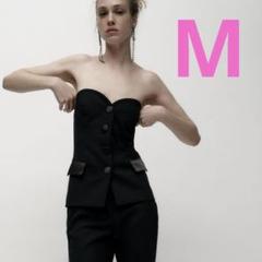 ZARA - ZARA ザラ コンビ素材サテン スモーキングビスチェ コントラスト ブラック m22875491142_1.jpg?1737596098