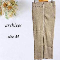 archives リブロングタイトスカート M ゴールドベージュ 伸縮性3255