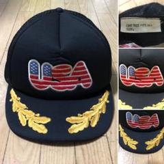 レア❗️USA 刺繍ロゴ入り メッシュキャップ 黒 アメカジ