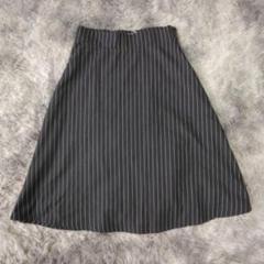 美品✨【McGREGOR】濃灰 ストライプ フレアスカート (L) 大きいサイズ