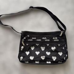 【美品】LeSportsac レスポートサック ショルダーバッグ ハート柄 黒