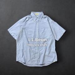 L.L.Bean 90s USA製 Blue S/S shirt 古着BDシャツ
