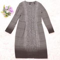 【美品】HIROKO BIS 千鳥格子柄ワンピース 伸縮性あり　9号　手洗い可
