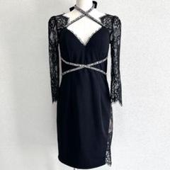 ROBE de FLEURS Glossy クロスビジュー レース　ミニドレス