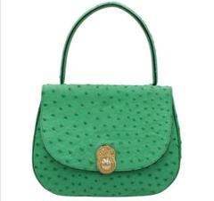 希少 VINTAGE OLD CELINE オーストリッチ バニティバッグ 青 セリーヌ バニティバッグ｜中古ブランド品・ブランド古着通販