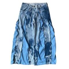 リメイク デニムパンツ ワイド 袴 アディダス 黒 Ｗ31 L31 adidas リメイク デニムパンツ ワイド 袴 アディダス 黒 W31 L31