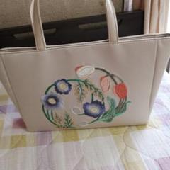 花柄刺繍トートバッグ ベージュ